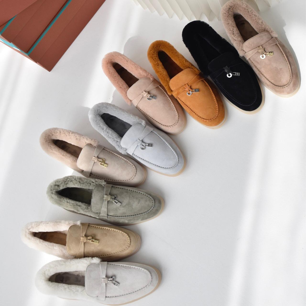 24新款LP毛毛乐福鞋麂皮套脚女士商务休闲鞋舒适百搭