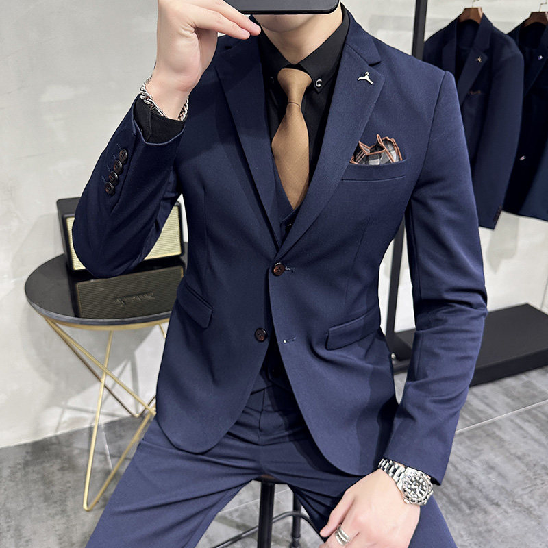 S-7XL韩版修身商务西服两粒扣西装套装两件套8802-P190,男装西服,星座1606-1