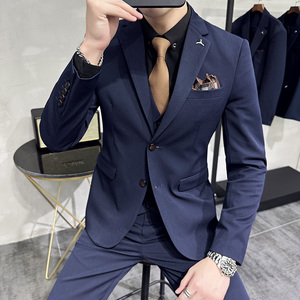 S-7XL韩版修身商务西服两粒扣西装套装两件套8802-P190图片