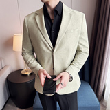 亚麻透气磁吸纽扣西服两粒扣西装外套DX42-P148，男装西服，星座1606-1
