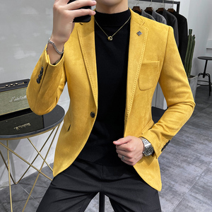 韩版修身麂皮绒商务休闲西服9928-P135图片