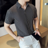 夏季薄款男士PLO衫冰丝无痕条纹上衣PL02-P65，男装Polo衫，星座1606-1