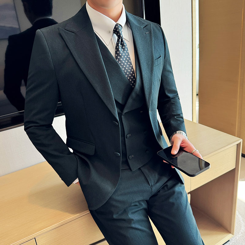 羊毛高品质韩版修身西服两粒扣西装三件套2417-P295,男装西服,星座1606-1
