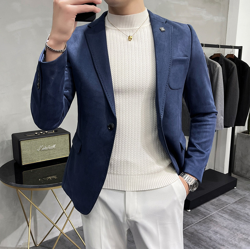 韩版修身麂皮绒商务休闲西服9928-P135,男装西服,星座1606-1
