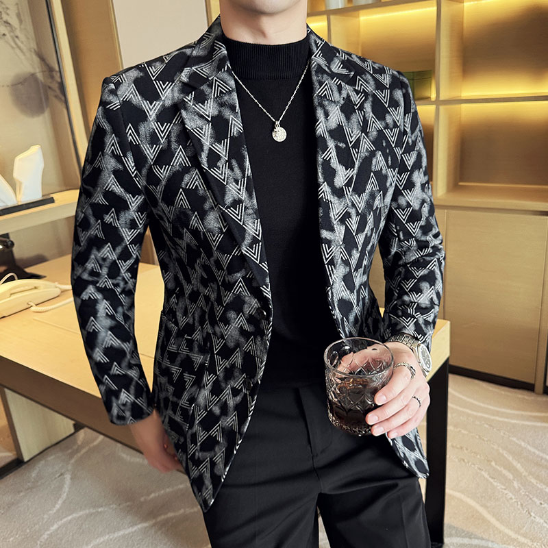 提花牛仔韩版修身西服时尚潮流休闲西装DX29-P168,男装西服套装,星座1606-1