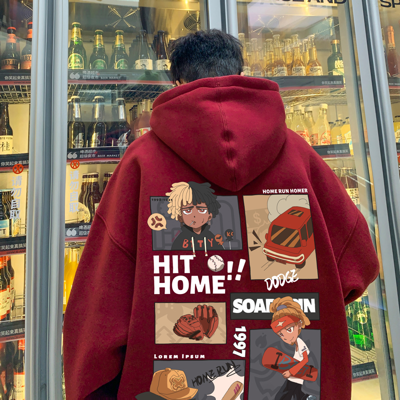 连帽高级感卫衣男秋冬季美式