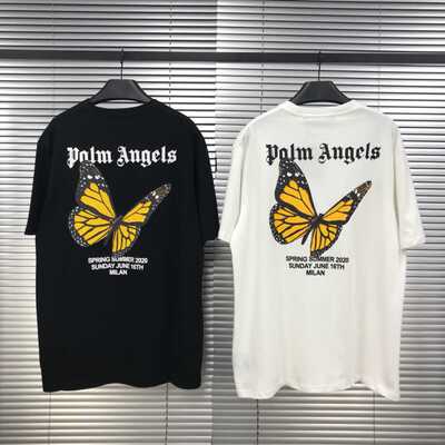 高版本 Palm Angels 棕榈天使 蝴蝶短袖 印花字母圆领男女短袖T恤