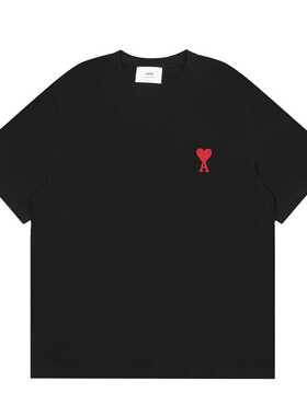2024新款 爱心 短袖t恤高品质男女情侣同款简约时尚潮牌ins宽松圆