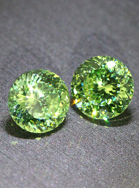 星空切圆形橄榄石裸石戒面金绿宝石彩宝戒指吊坠未镶嵌首饰品女生