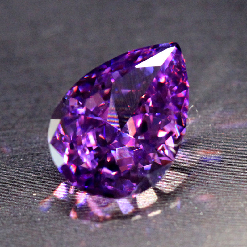 冰花切割雷迪恩紫锂辉石裸石高贵紫色宝石水滴型梨形彩宝复古优雅