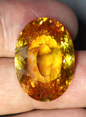 大颗玫瑰切椭圆形黄钻锆石裸石