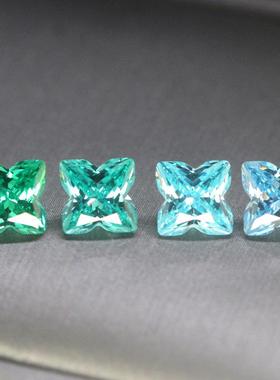 桃花切梅花切帕拉伊巴碧玺裸石戒面戒指项链耳饰品定制蓝绿色轻奢