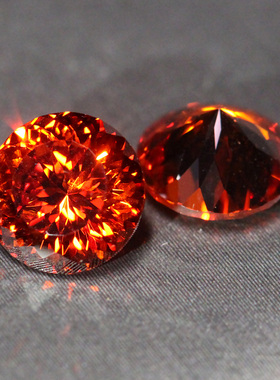 圆形星空切帕德玛石榴石裸石戒面红色彩宝石戒指项链未镶嵌两克拉