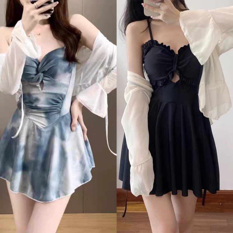 玲睿儿遮肚显瘦泳衣女连体度假风