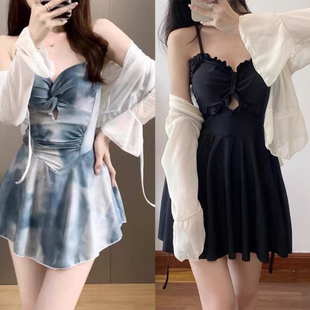 显瘦遮肚外搭可下水保守泳装 大码 泳衣微胖女孩遮肉游泳衣女士新款