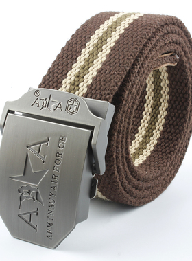 4号双A标户外合金压扣帆布体训腰带男学生金属平滑扣轻便皮带