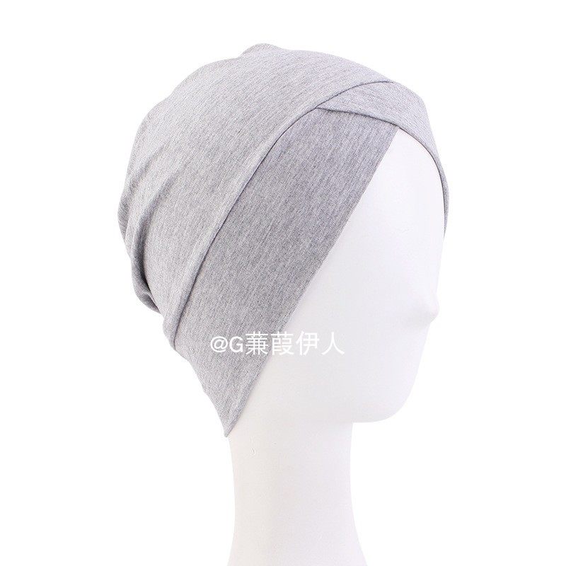 弹力交叉打底帽中东套头帽莫代尔棉头巾帽薄 bottomed turban hat