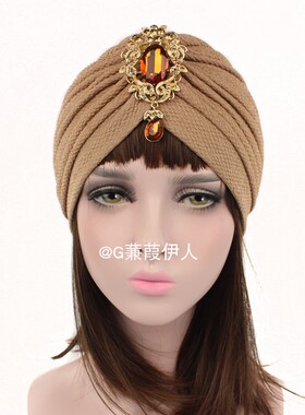合金吊坠印度帽中东包头帽阿拉伯套头帽女turban India hat wowen