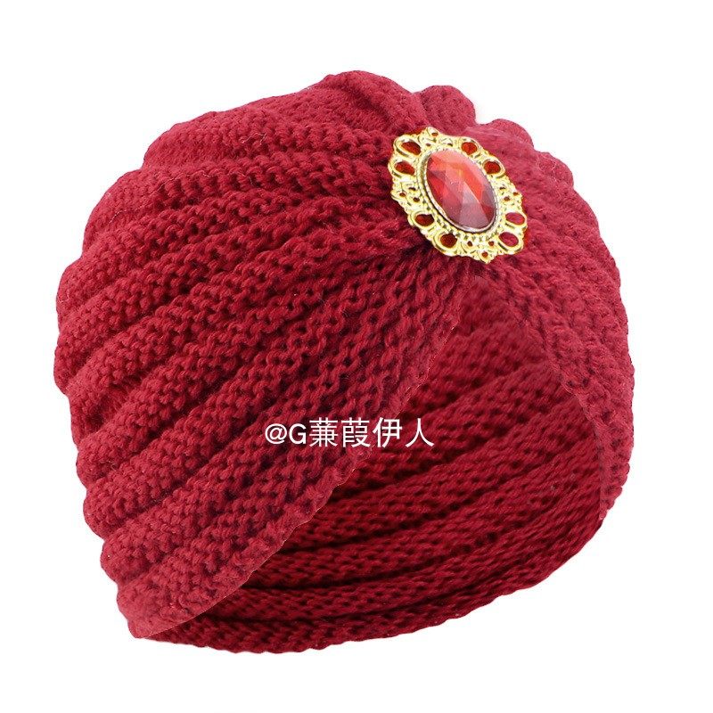 印度帽女秋冬保暖手工针织毛线帽子民族风弹力包头帽turban wowen