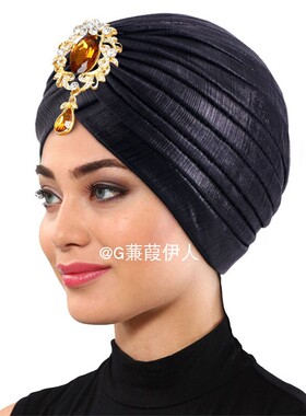 复古外贸女头巾帽印度帽合金吊坠配饰帽子民族套头帽子turban hat