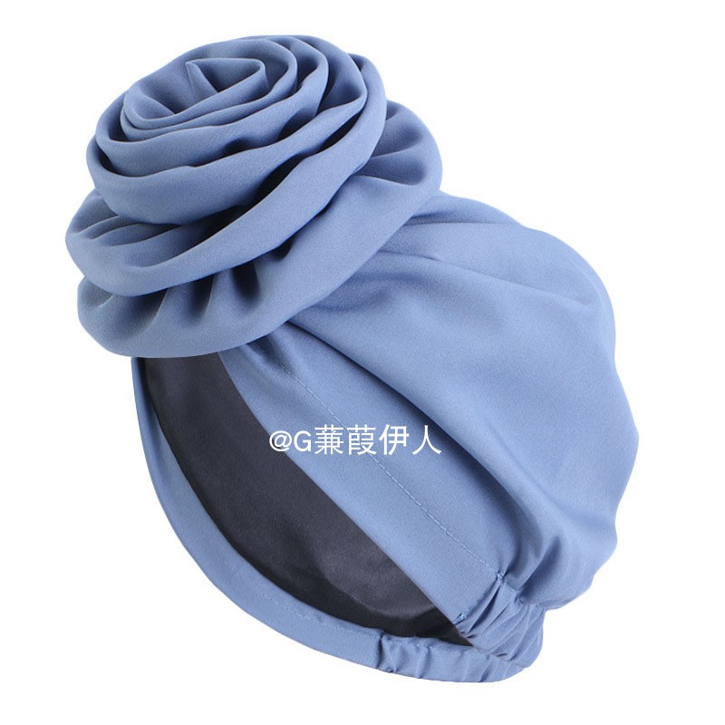 色丁内衬双层盘花头巾帽时尚装饰帽法式时装帽女turban hat wow