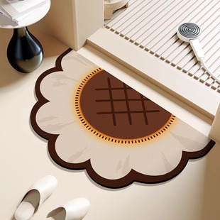 半圆形卫生间地垫软硅藻泥吸水垫浴室外门口速干地毯厕所防滑脚垫