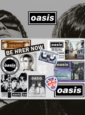 独家原创经典oasis绿洲摇滚乐队吉他电子琴旅行箱滑板笔记本贴纸