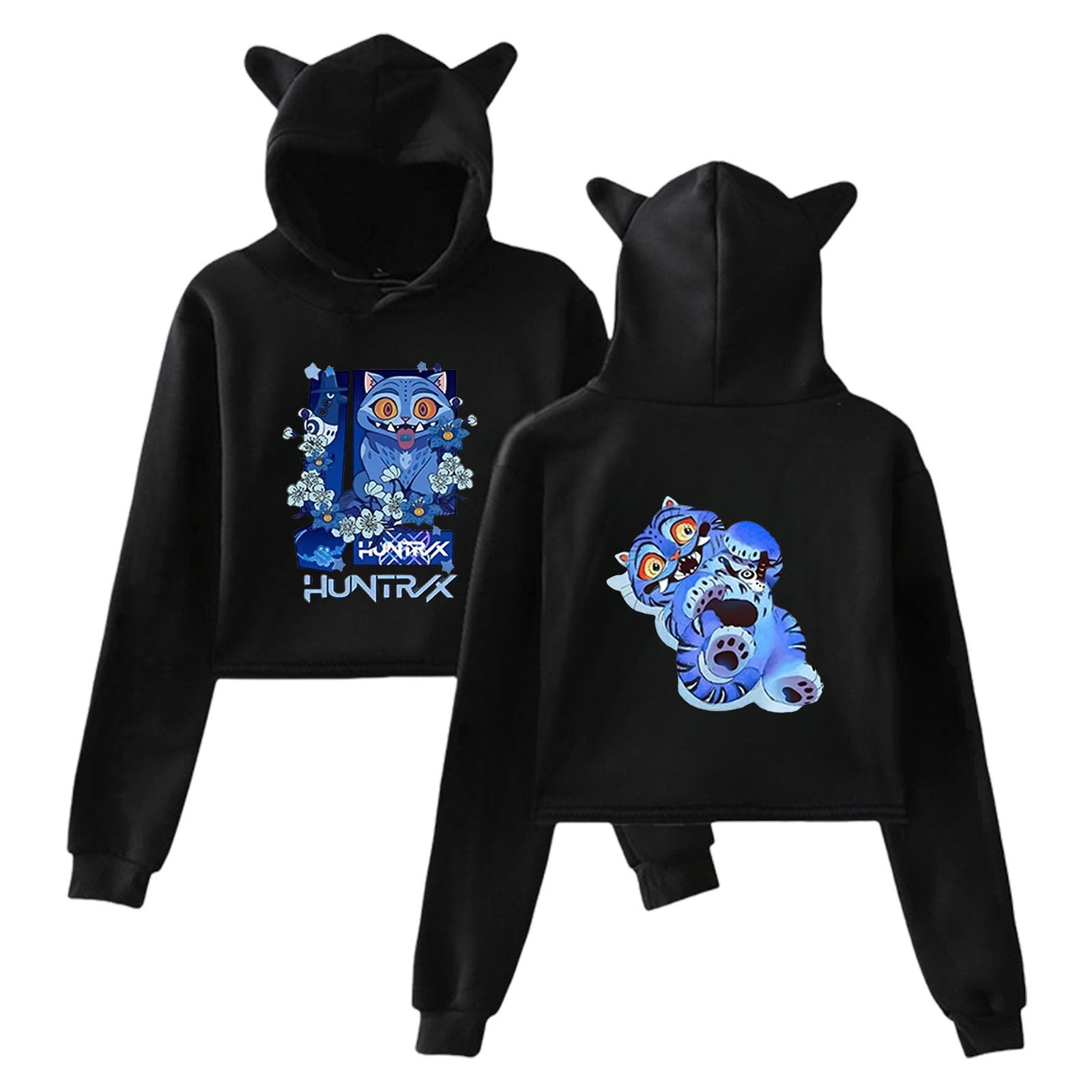 2025新品KPop Demon Hunters猎魔女团时尚猫耳朵露脐卫衣女上衣