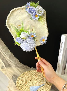 中秋节手工团扇diy材料包非遗文化古风扇子绢花汉服活动礼物风扇