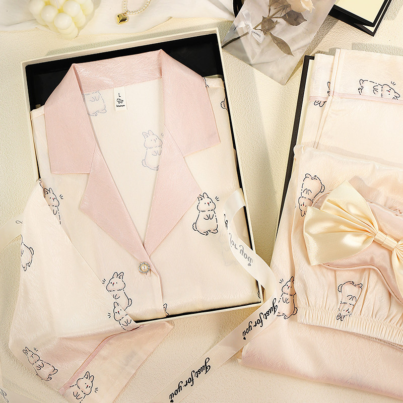 萌兔子可爱冰丝春夏季睡衣礼盒装送闺蜜女朋友新年情人节生日礼物