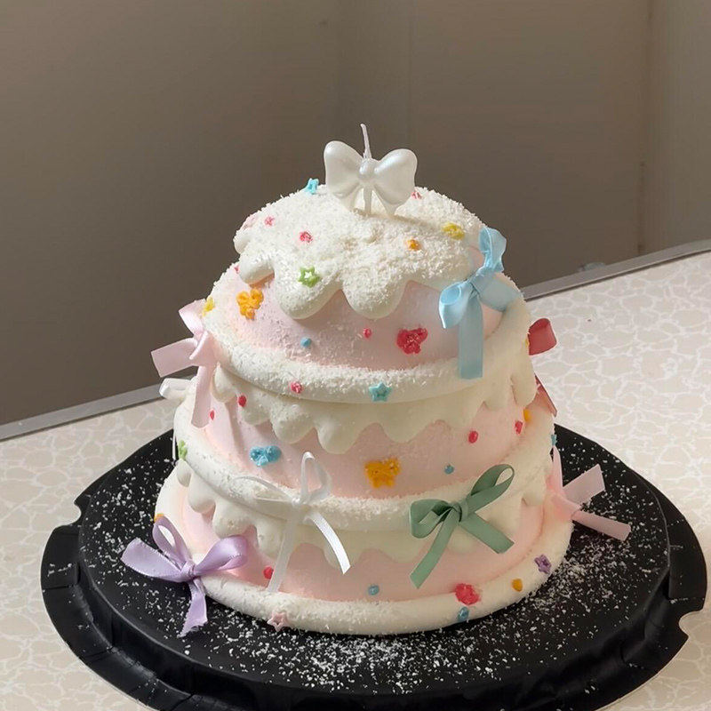 韩系ins蝴蝶结蜡烛蛋糕装饰 彩色丝带蝴蝶结仙女生日烘焙插件装扮