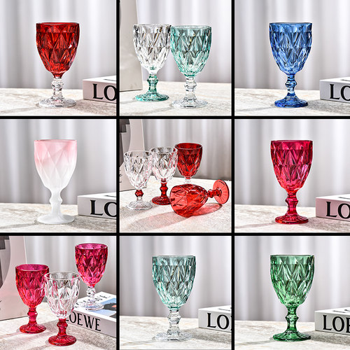 法兰晶欧式玻璃高脚红酒杯果汁杯