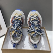 欧洲站真皮男鞋 男潮 厚底松糕老爹鞋 2023夏新款 欧货百搭网面运动鞋