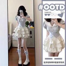 2025新品日系甜美学院风jk制服小个子多巴胺穿搭收腰套装连衣裙女