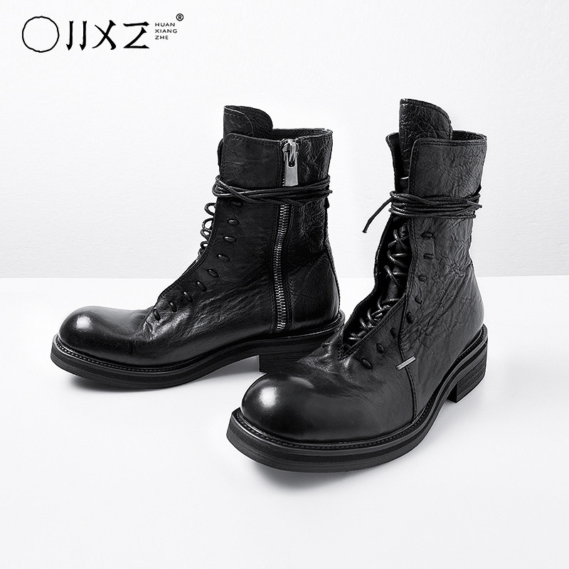 thumbnail for Illusionist, Dark Vanguard, Original Design, High-Top Boots, Men's Heightened Cargo Boots, Handmade Shoes, Cowhide Martin Boots