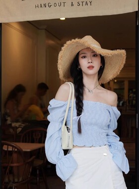 手工编织复古毛边拉菲草帽子女度假出游海边沙滩帽防晒大檐草帽夏