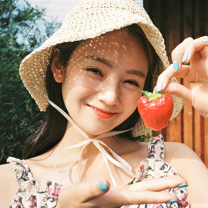 ins风系带软妹渔夫帽子女复古韩版百搭日系甜美可爱遮阳草编草帽