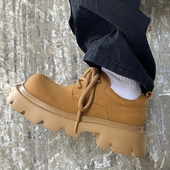 大黄靴潮 男7CM轻质厚底德比鞋 两点浪漫2025春夏新款 黄色大头皮鞋