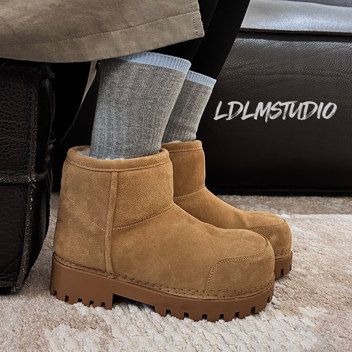 加绒保暖雪地靴男女户外防滑棉鞋