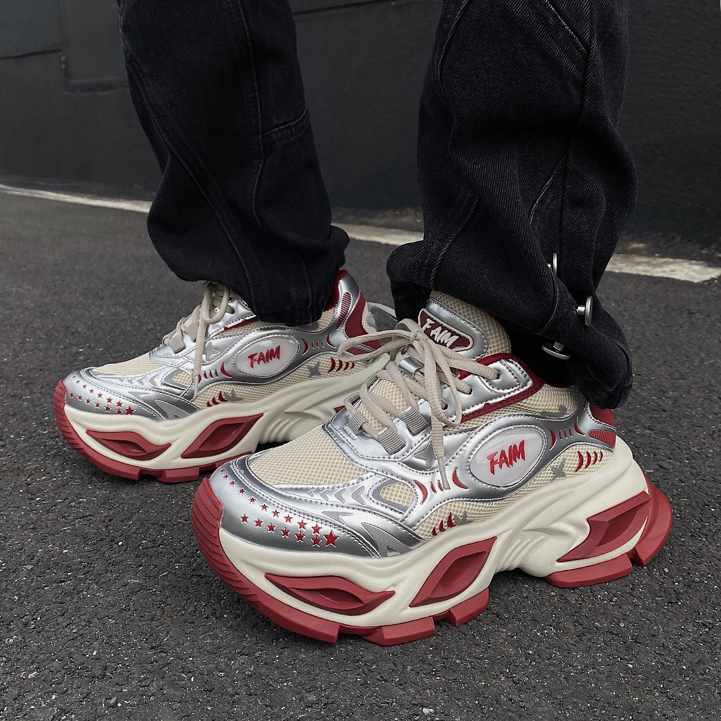 10CM隐形内增高厚底老爹鞋猫眼鞋