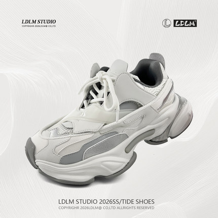 两点浪漫老爹鞋男女2026春夏新款网面拼接7CM厚底增高运动休闲鞋