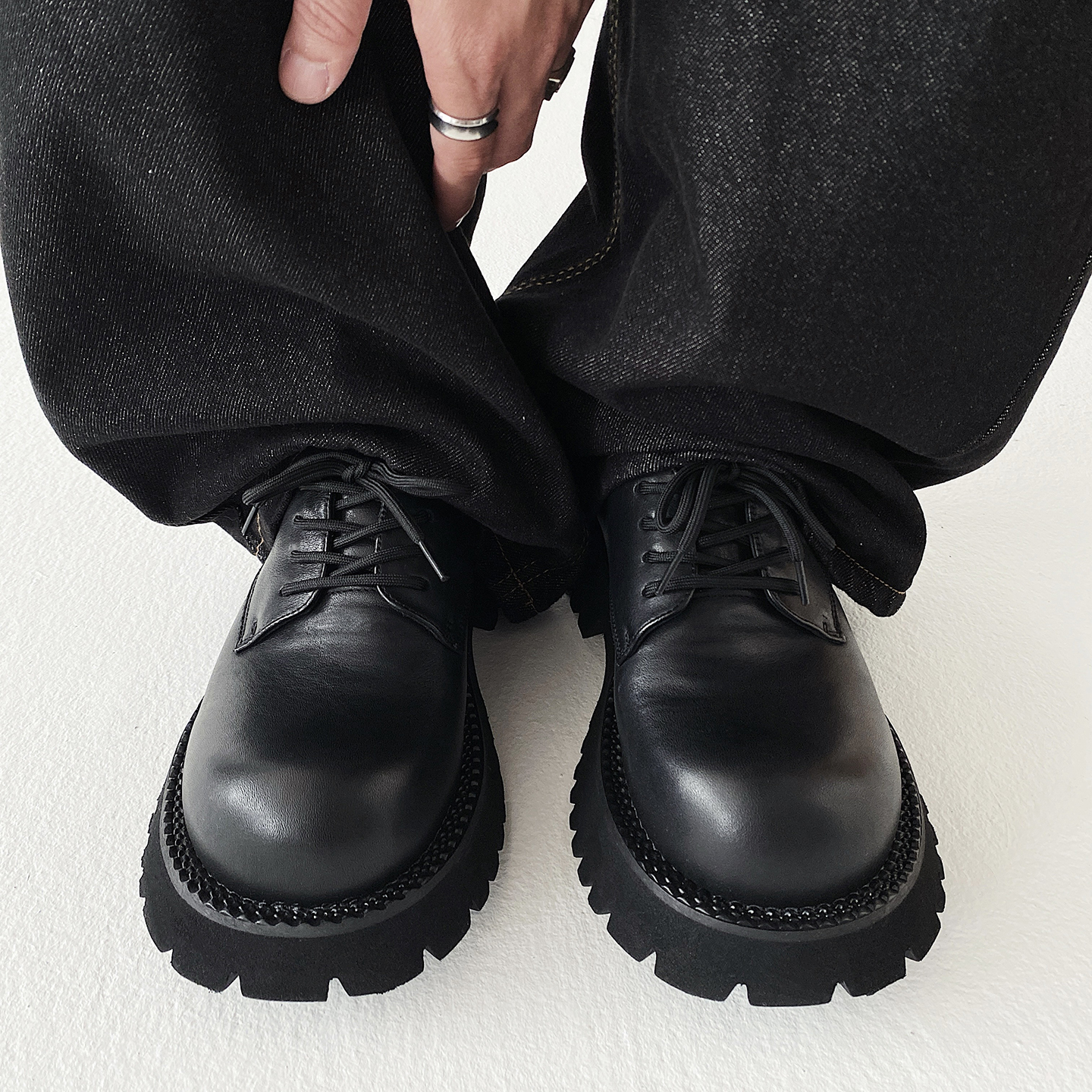 头层牛皮厚底大头皮鞋男潮德比鞋