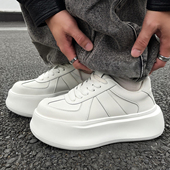 男面包胖丁小白鞋 两点浪漫2026纯净新款 6CM轻质厚底增高德训板鞋