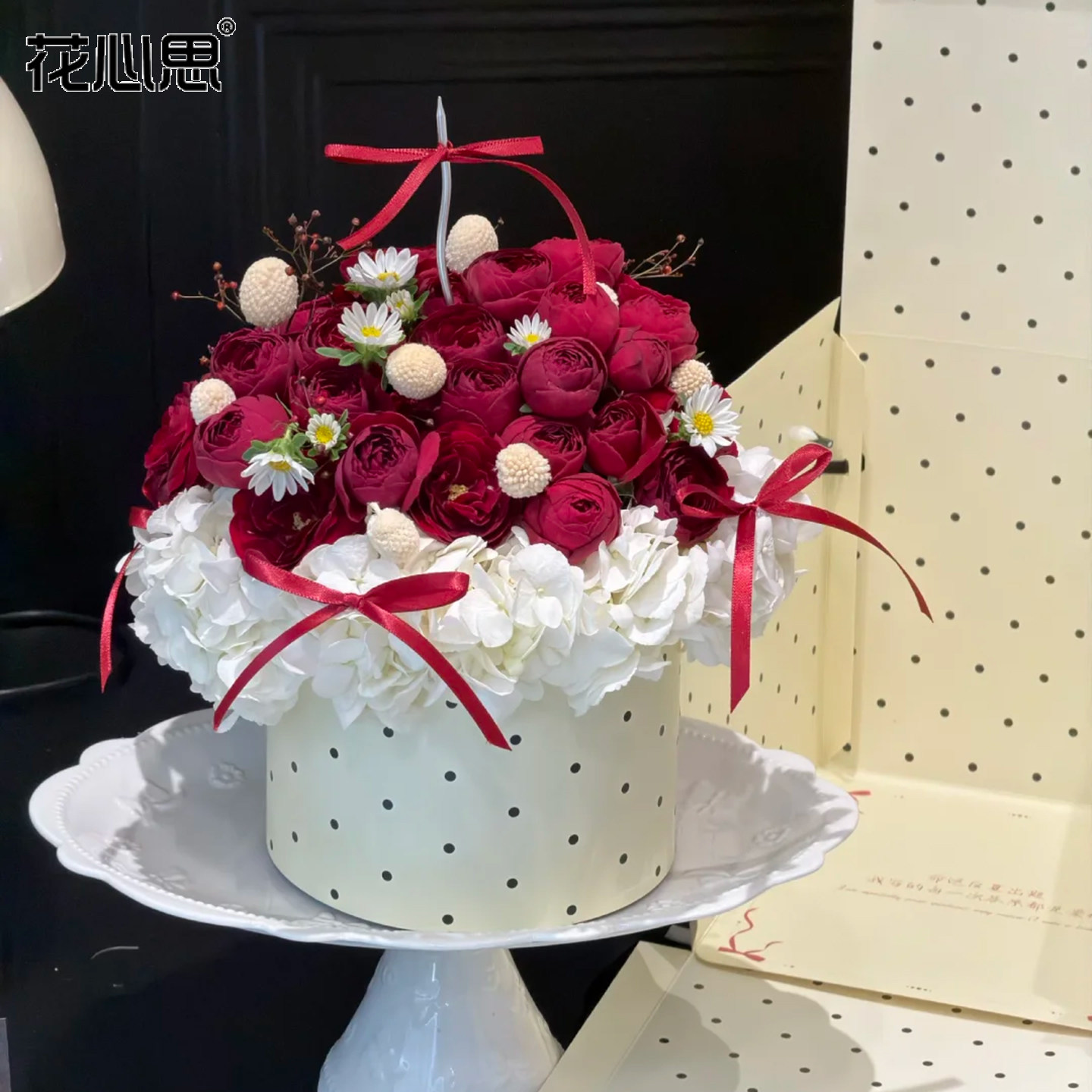 花心思韩式波点蛋糕花盒