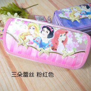 笔袋迪斯尼公主文具袋粉红铅笔袋可爱卡通中小学生大容纳文具收纳
