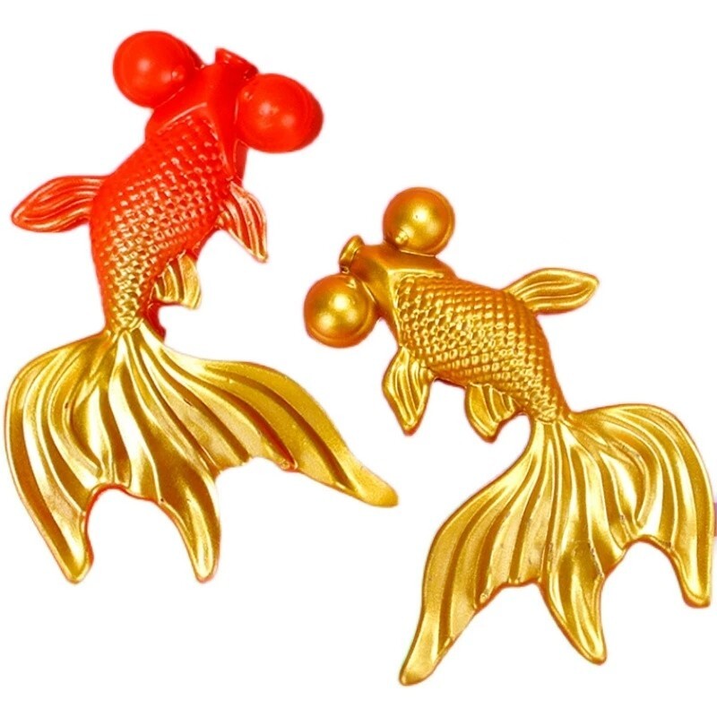 金鱼蛋糕装饰祝寿摆件中国风老爷爷奶奶生日锦鲤小鲫鱼烘焙插件