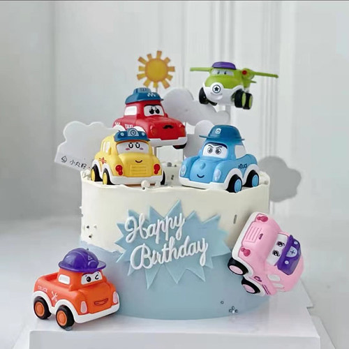 城市交通建设卡通车小汽车蛋糕装饰摆件儿童男孩生日工程车玩具