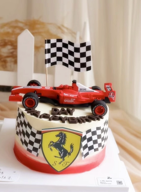 F1红色蓝色方程式赛车蛋糕装饰摆件模型跑车汽车男孩生日烘焙插件