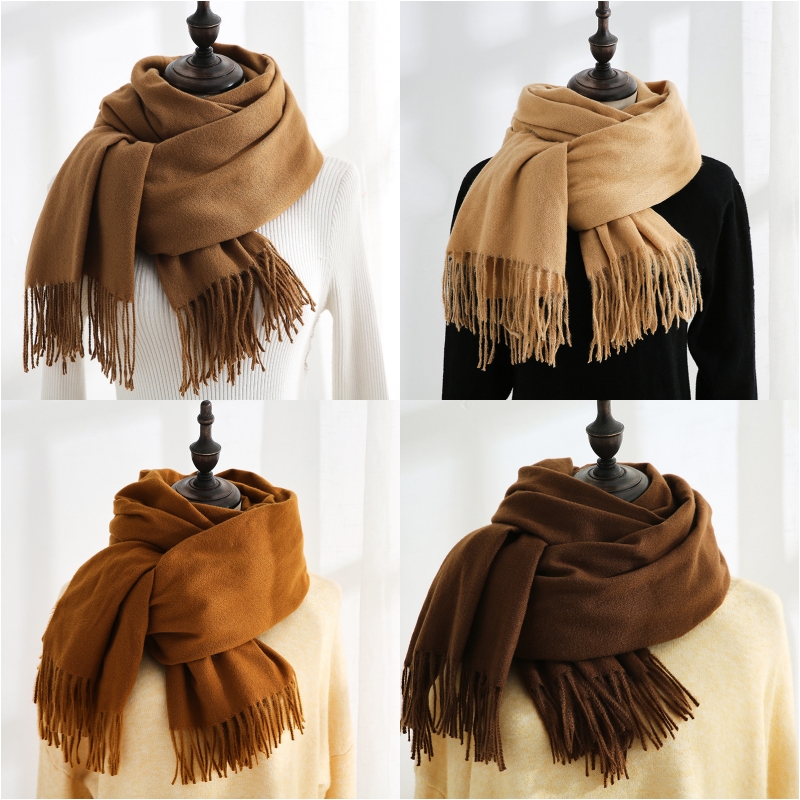 秋冬纯色围巾美拉德色系女冬季长款学生百搭仿羊绒男冬天披肩保暖