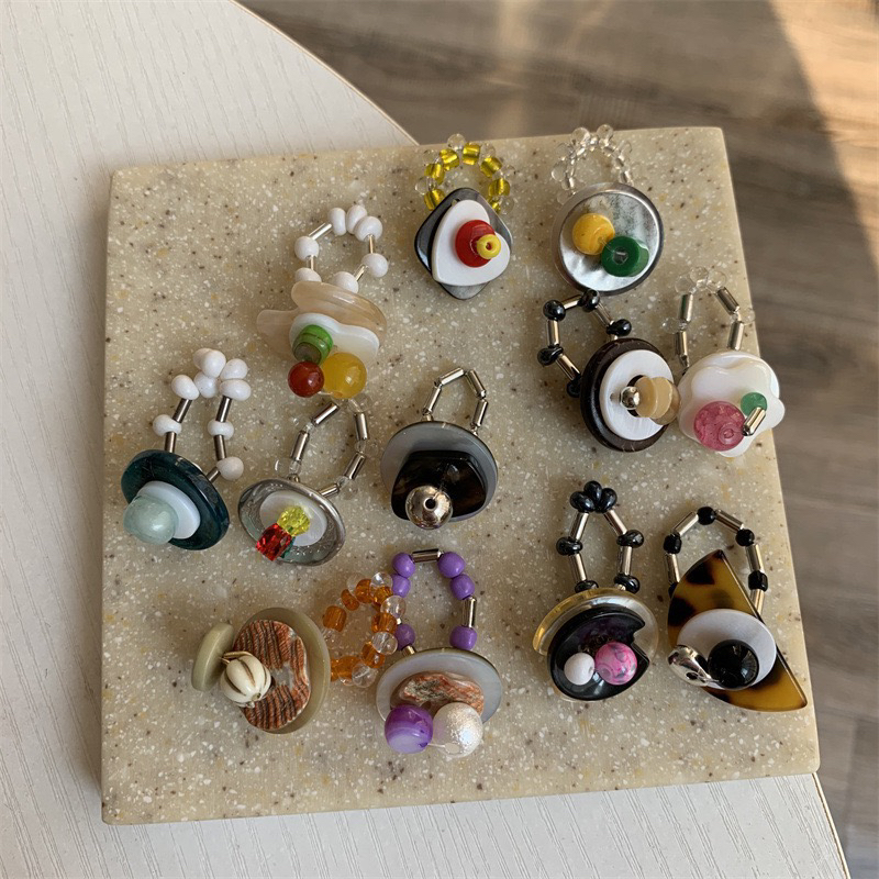 小众设计手工编织戒指女简约轻奢时髦个性多巴胺指环y2k戒指纽扣